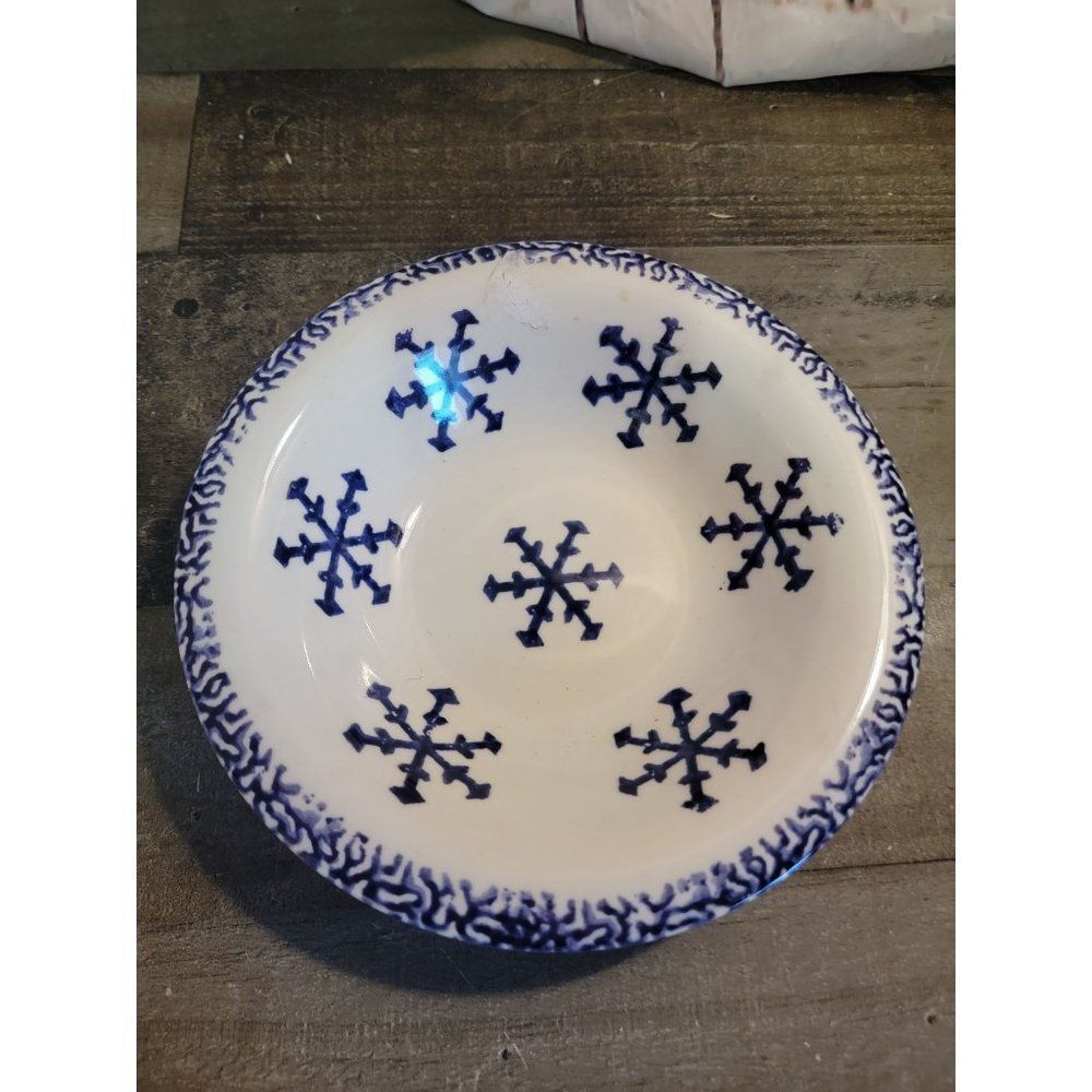 Gibson white blue snowflake Xmas plate Bowl decor‎